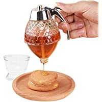 Tongdejing Dispensador de miel- sirope de acrílico y zumo de miel- recipiente de almacenamiento de gotas de abeja…